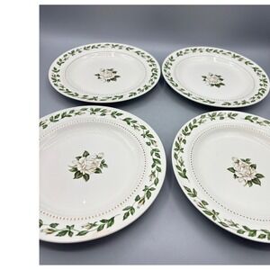 Vtg 4 Pc Superior Hall Cameo Rose Salad Dessert Plates 7" Ceramic